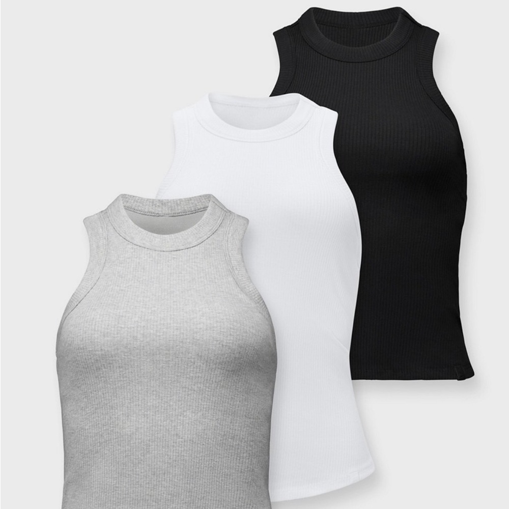 Women's Sleeveless Ribbed Tops - Black, White, Gray